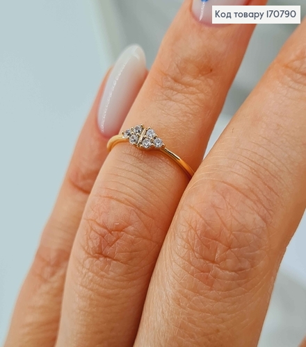 Кольцо маленькое ( можно на фалангу), с ромбиком из камней, Xuping 18K 170790 фото 2