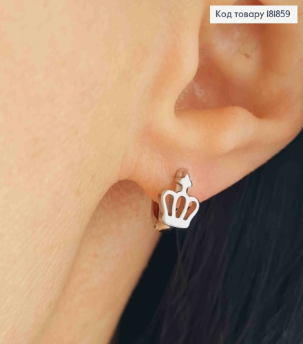 Серьги кольца "Корона", диаметр 1см, Xuping 181859 фото 2