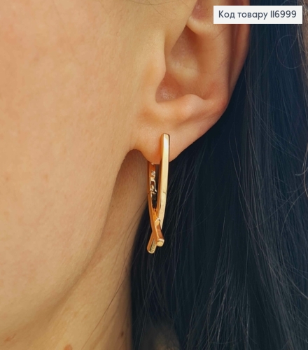 Серьги стрелы, петелька, 3см, англ. зам. Xuping 18К 116999 фото 2