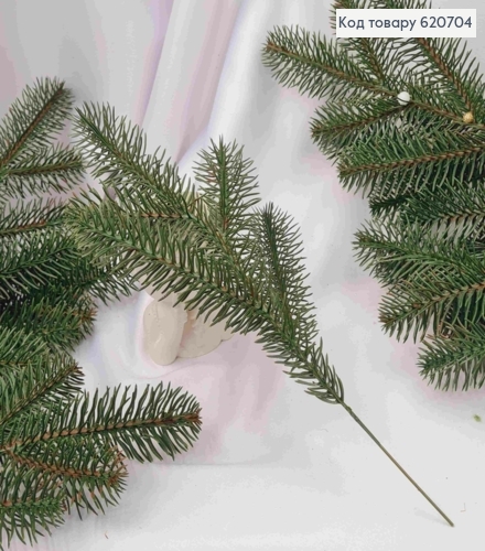 Веточка Елки на 5 побегов, 32см, ЗЕЛЕНОГО цвета 620704 фото 2