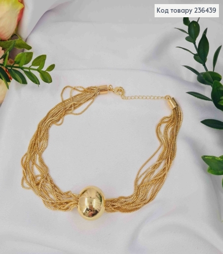 Бижутерия на шею БУСИНКА на цепочках, 37+6см, Лимонного цвета, Fashion Hand Made 236439 фото 3