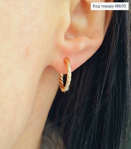 Серьги кольца Винтовые, диаметр 1,5см, Xuping 18К 118605 фото 2