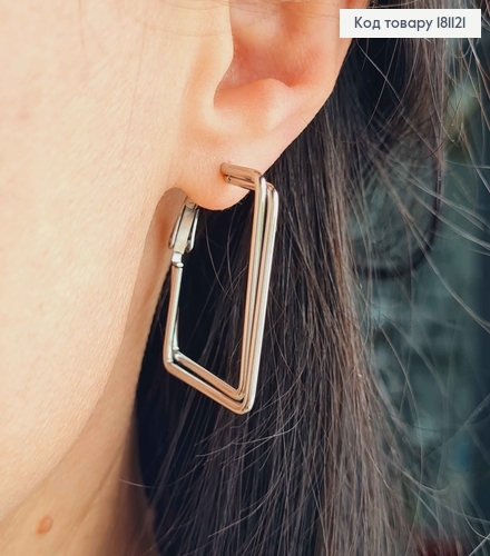 Серьги родованные, "Бриллиант", двойные, 4*3,5см, Xuping 181121 фото 3