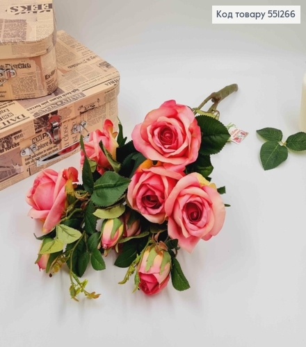 Композиция "Веточка с розовими  розами" высотой 55см (очень красивые, как живые) 551266 фото 2