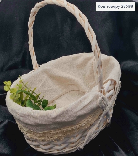 Кошик фарбований малий овальний, з Натурал. тканиною, (довж.27см,шир.20см),(глиб.9см), (ручка 15см) 283188 фото 2