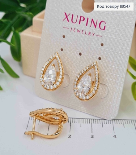 Серьги "Хюррем" украшены Блестящим камнем в оправе из камешков, 1,7см, англ. застежка, Xuping 18К 118547 фото 2