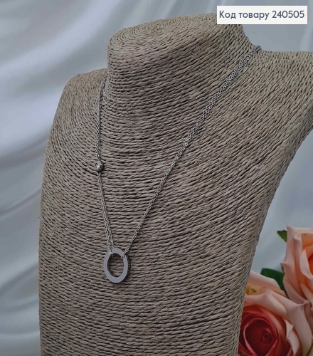 Цепочка  серебряного цвета, с подвеской Колечко Картье, 40+5см, сталь Stainless Steel 240505 фото 2