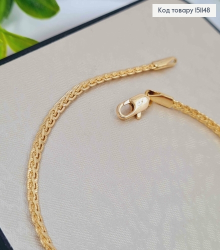 Браслет плетения КОСИЧКА с тиснением по краям, ширина 3мм, длина 19см, Xuping 18K 151148 фото 3