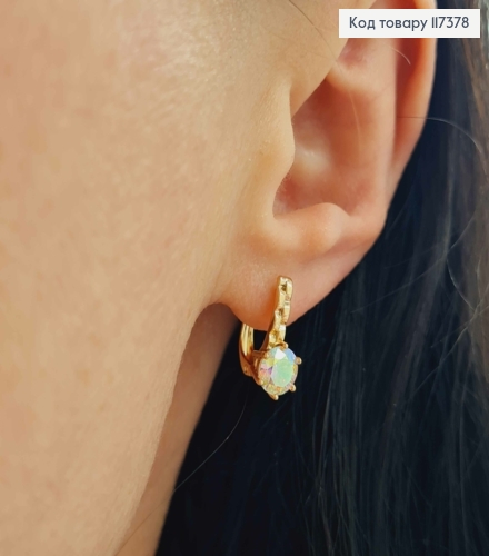 Серьги "Сияние" с ярким перламутровым перелевным камнем, длина 1,4см, англ застежка, XUPING 18K 117378 фото 2