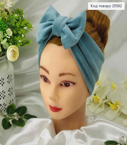 Повязка Бант, мягкий велюр, детская, ХВОЙНЫЙ, 20*9см, ручная работа, Украина. 275070 фото 2