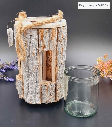 Декоративный подсвечник из коры дерева, под старину, диам. 10*20см, (Есть ДЕФЕКТЫ) 591333 фото 2