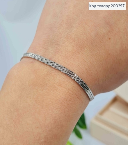 Браслет родованный ЯКОРНОЕ тройное плетение. ширина 3мм, длина 19см, Xuping 200297 фото 2