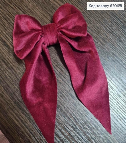 Бантик новогодний ВЕЛЮР цвет БОРДО (марсал), размер 13*20см, ручная работа, Украина. 620651 фото 2