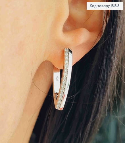 Сережки родованные Стрелы украшены Блестящими камешками в один ряд, 2,5см, англ. 181818 фото 2