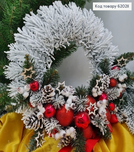 Венок из хвои с игрушками белое напыление в асс. 620211 фото 9