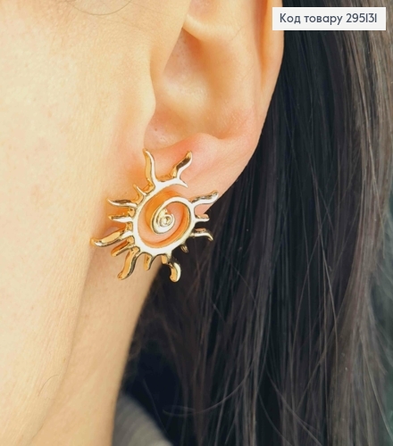 Серьги гвоздики "Яркое Солнышко", Золотого цвета, 2,2 см 295131 фото 4