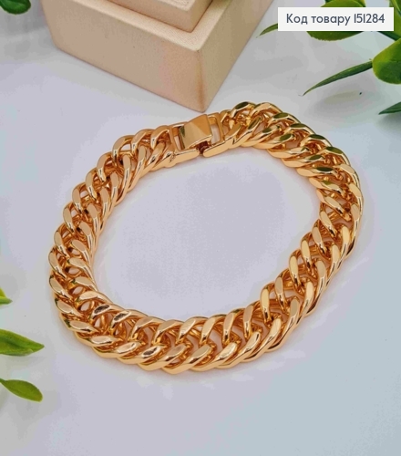 Браслет ПАНЦИРНОЕ ПЛЕТЕНИЕ, ширина 1,1см, длина 22см, Xuping 18К 151284 фото 2