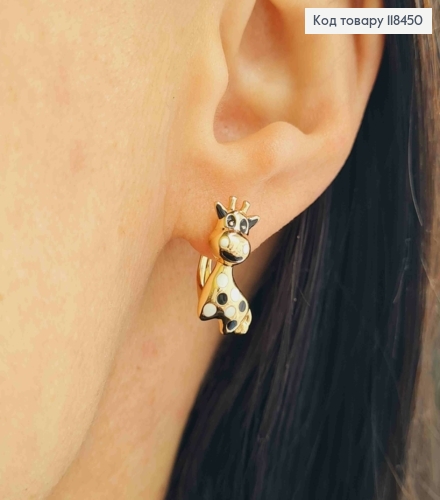 Серьги "Жирафа Мелвин" с Черно-белыми пятнышками, 1,7см, английская застежка, XUPING 18K 118450 фото 2