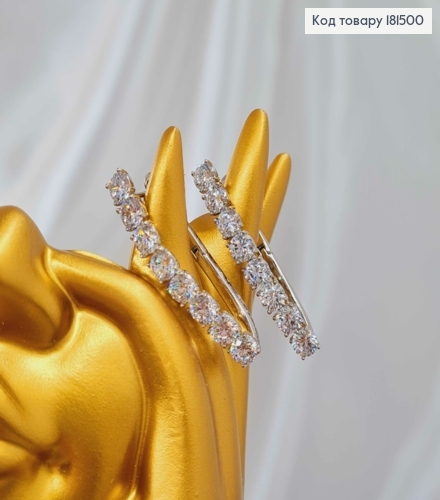 Сережки родованные, Стрелы с блестящими камешками, 3,2см, английская застежка, Xuping 181500 фото 3