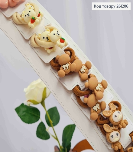 Набор детских резинок, микрофибра (20шт/уп), пастельных цветов, Медвежонок-Вишенки-Утята. 261286 фото 2