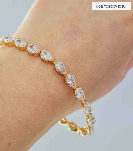 Браслет "Ручеек" из Блестящих камней, длина 17+2см, Xuping 18K 151161 фото 2