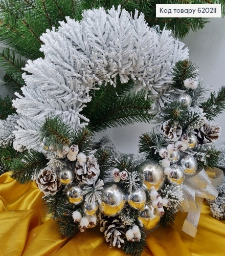 Венок из хвои с игрушками белое напыление в асс. 620211 фото 8