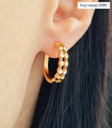 Серьги кольца, с круглыми пластинками, шир.0,5 см, диам. 1,5см Xuping 18K 115189 фото 2