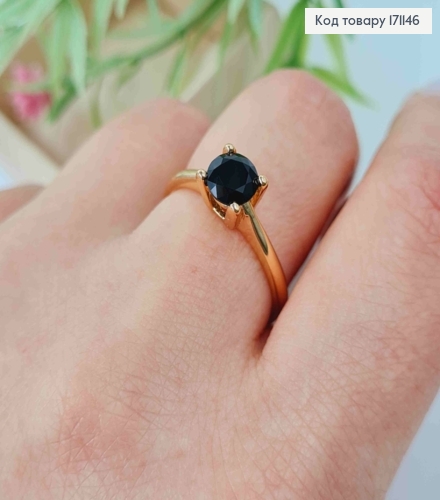 Кольцо с изысканным черным камнем, Xuping 18к. 171146 фото 3
