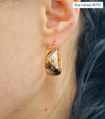 Сережки Корзинки з тисненням, шир.1см, франц. заст. Xuping 18К 116752 фото 3