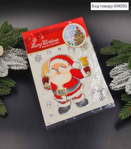 Веселый Санта, Рождественские наклейки на стекло в ассортименте. 691050 фото 3