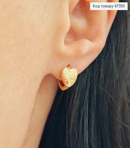 Серьги колечки, Сердце 1,1см, Xuping 18K 117355 фото 2