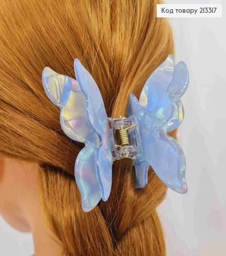 Краб пластик, Бабочка с двойными крыльями, 6,5*8см, Перламутрово-Голубого цвета 213317 фото 2