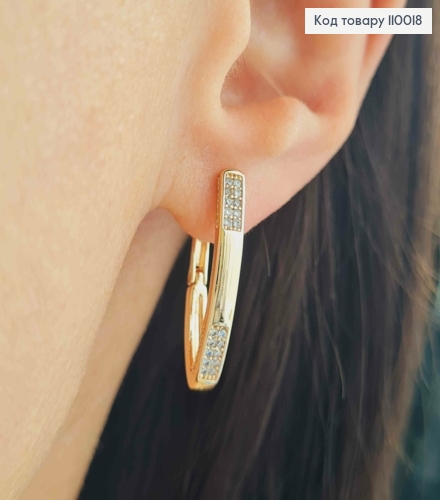 Серьги Стрелы с Блестящими камешками, 2,4см, английская застежка, Xuping 18К 110018 фото 2