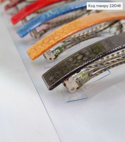 Заколка автомат 9*1.5см блеск прямоугольная в ассорт.. 221048 фото 2