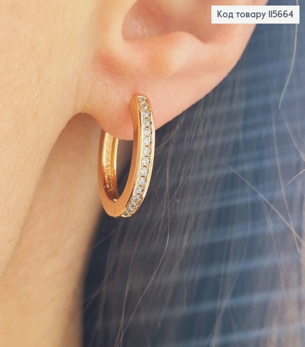 Серьги кольца с камешками, 1,8*0,3см, Xuping 18К 115664 фото 2