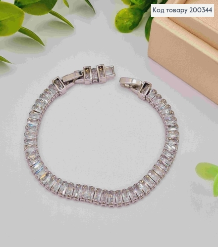 Браслет родованный из Блестящих камней, длина 16,5+2см, Xuping 200344 фото 2