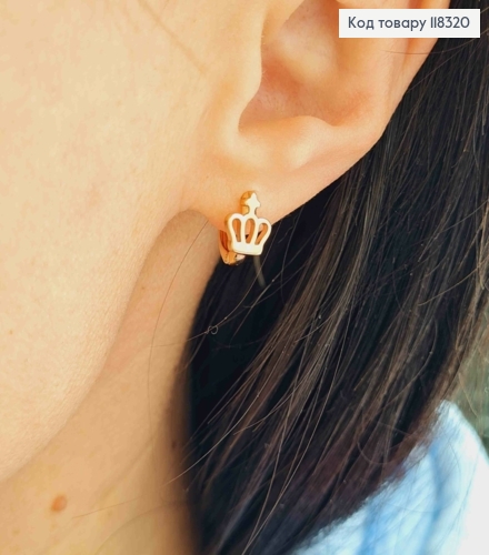 Серьги кольца "Корона", диаметр 1,1см, XUPING 18K 118320 фото 2