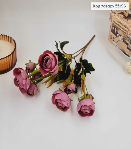 Композиция "Букет Фиолетовые пионы 5шт (3см)+ 5шт (2см)", высота 32см 551196 фото 3