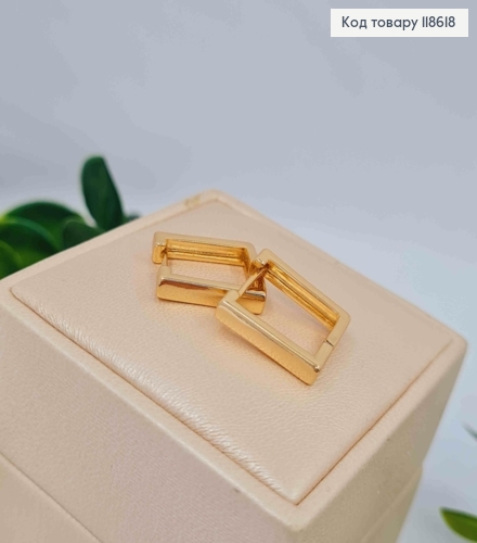 Серьги кольца "Квадратные", ширина 3мм, длина 1,5см, Xuping 18К. 118618 фото 2