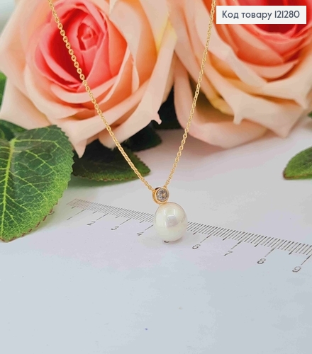 Цепочка 1мм, длина 45+5см, с подвеской "БУСИНКА" 1см и камешком 0,3см, Xuping 18K 121280 фото 2