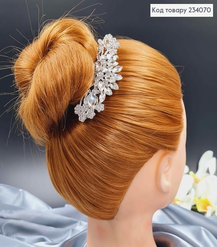 Гребінь для волосся  в камінцях 10см , срібного кольору 234070 фото 2