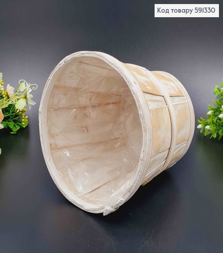 Ведерце-кашпо, дерево, бежевого цвета, высота 13см, Польша 591330 фото 2