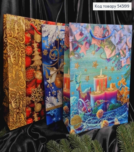 Пакет бумажный с рисунком "Новогодние игрушки", 42*31*12см, в ассортименте 543199 фото 2