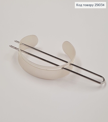 Кольцо металл с заколкой для кульки серебряного цвета 251034 фото 2