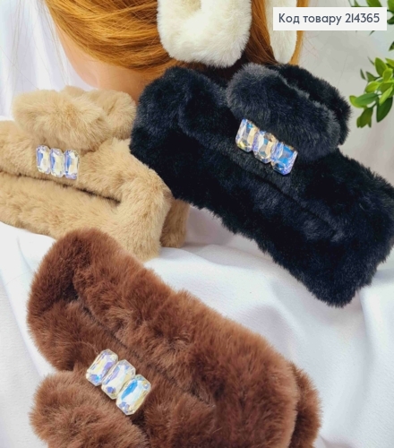 Краб пластик ПУШОК "Прямоугольный" с Блестящими камешками, 13см, Пастельные цвета в ассортименте 214365 фото 2