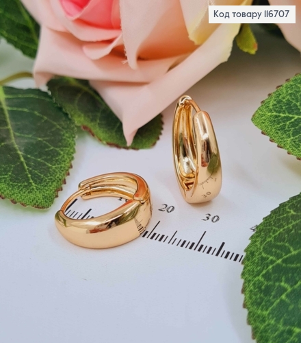 Серьги кольца заужены к верху, диаметр  2см, Xuping 18K 116707 фото 2