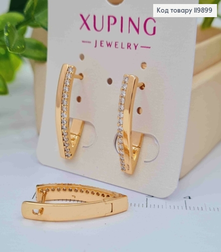 Серьги стрелы украшены Блестящими камешками, 2,4см, англ. застежка, Xuping 18К 119899 фото 2