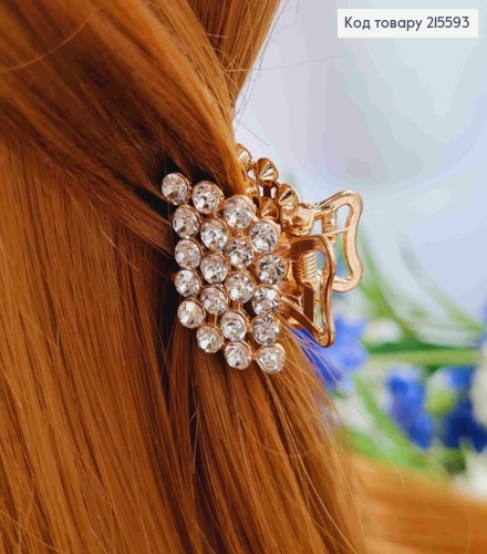 Краб металл "Фигурный", 2,5см в камнях, золотого цвета 215593 фото 2