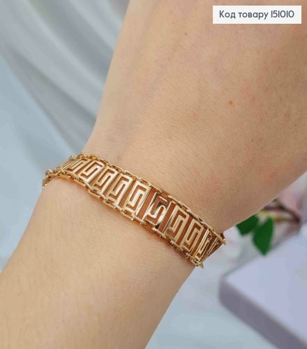Браслет, плетение Прямоугольными пластинками Версаче, ширина 1,1см, дл. 20см, Xuping 18K 151010 фото 2