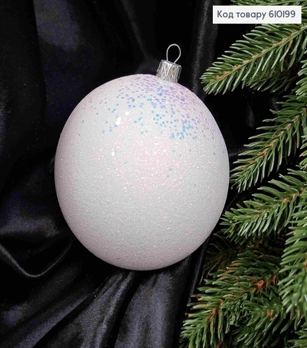 Игрушка шар 100мм РОСКОШНЫЙ БЛЕСК, цвет БЕЛЫЙ, Украина 610199 фото 2
